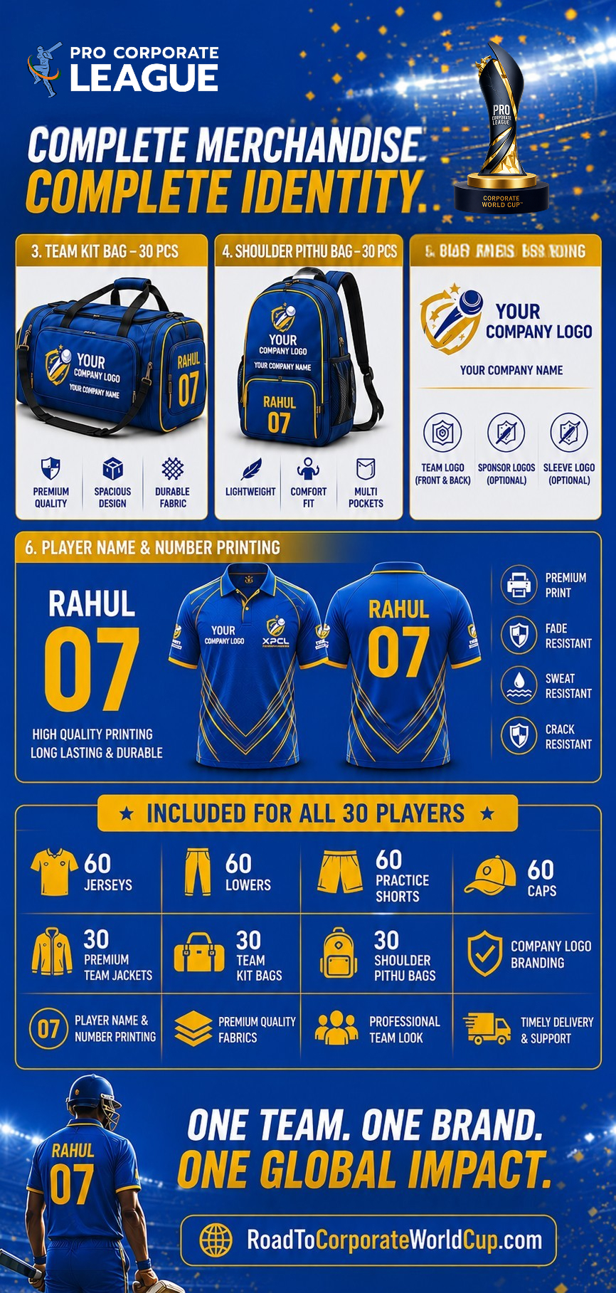 Corporate World Cup complete merchandise and branding package mobile view 2